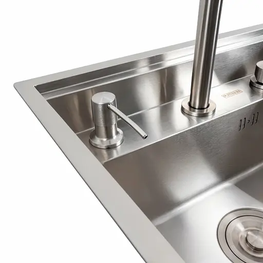 Кухонна мийка CM 47x38 прихована нержавійка Platinum Handmade + змішувач, Нержавіюча сталь - фото 5