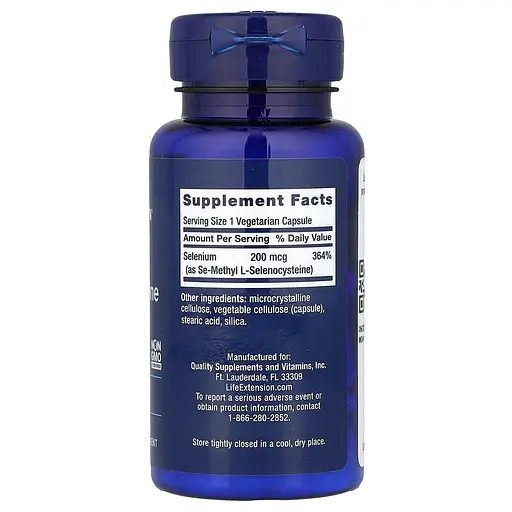 Вітаміни та мінерали Life Extension Se-Methyl L- Selenocysteine 200 mcg, 90 вегакапсул - фото 2