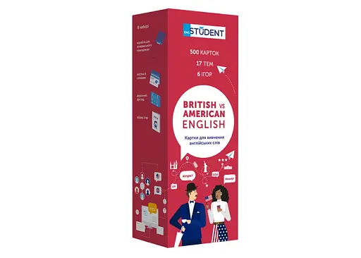 Настільна гра English Student Картки для вивчення англійської мови English Student - British vs American English (укр.) (591225926)