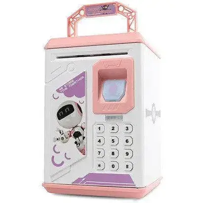 Электро-сейф с копилкой Bodyguard с кодовым замком и отпечатком пальца и ультрафиолетом розовый. - фото 1