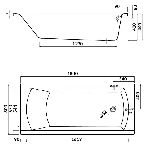 Ванна Cersant Korat 180x80 с ножками S301-295 - фото 2