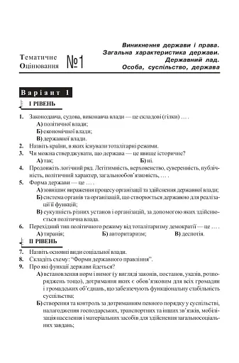 Основи правознавства. Завдання для тематичного оцінювання знань. 9 клас - фото 5