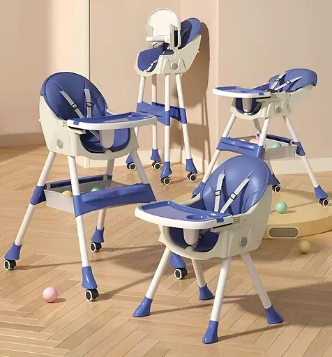 Стільчик для годування Toti FR- 20516 2в1 з регульованою спинкою та столиком, синій - фото 2