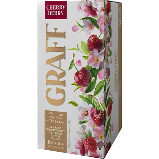 Чай чорний Graff Cherry Berry/Вишнева ягода з ароматом квітів малини та вишні 20 шт. x 1.5 г
