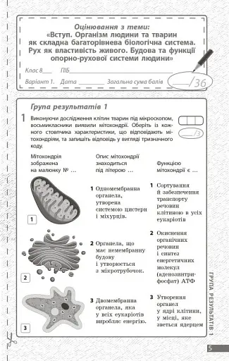 Біологія. 8 клас. Поточне та підсумкове оцінювання за групами результатів + діагностувальна робота - фото 2