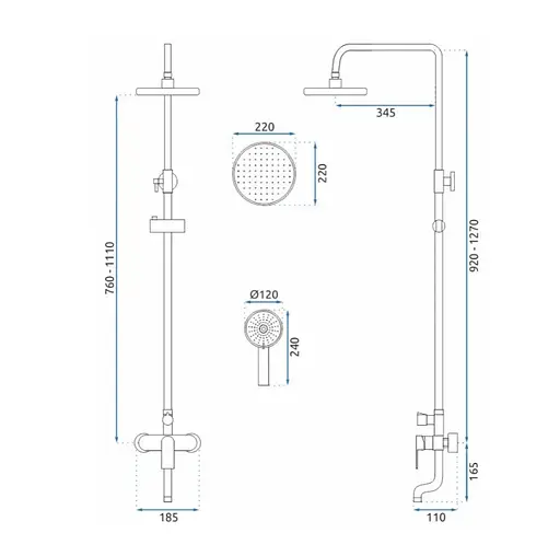 Душова система Rea Verso Brushed Gold з виливом REA-P9146, Золотий - фото 9