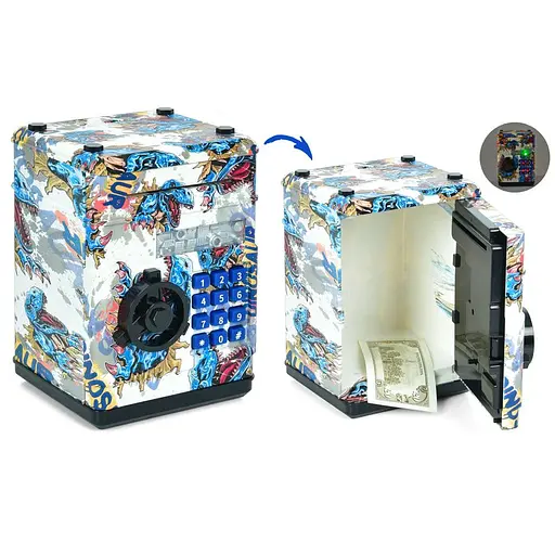 Скарбничка сейф із кодом, 19.5x13.5x13.5 см, затягує купюри, звук, світло, MK5056 (В асортименті)