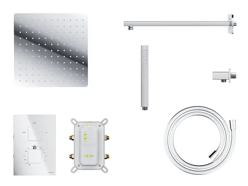 Душова система Corsan Ango 25 хром з термостатом + BOX прихованого монтажу ZA25TCH, Хром - фото 4