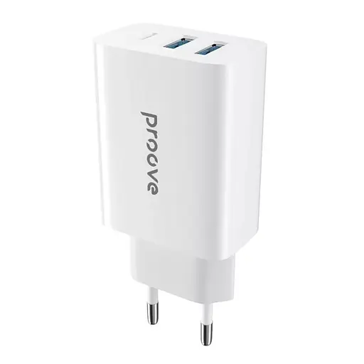 Зарядний пристрій адаптер живлення 3 порти юсб Proove Rapid 30 W (2 USB + Type-C) білий - фото 1