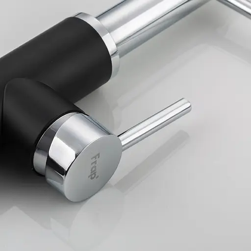 Змішувач для кухні Frap F4452-7 з гнучким виливом 2 режими чорно/білий - фото 5