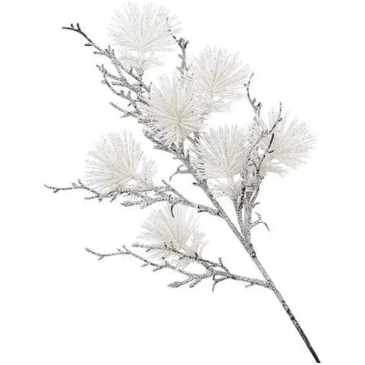 Декоративная искусственная ветка с глитером Белый 49 см - фото 1