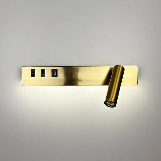 Латунне бра Line F з поворотним спотом справа + розʼєм USB Арт. WJ 028/2 L AB (лівий) - фото 4