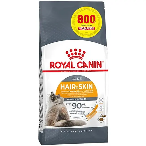 Сухий корм для кішок з проблемною шерстю Royal Canin Hair&Skin Care з куркою 3.2 кг + 800 г