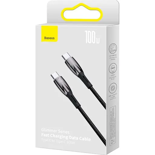Кабель Baseus Glimmer Series USB-C to USB-C 100W 2m Black (CADH000801) [128053] - фото 6