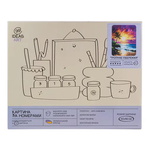 Набор для росписи "Тропическое побережье" 40*50 см, IDEA2-GX47235, ТМ "99IDEAS" - фото 4