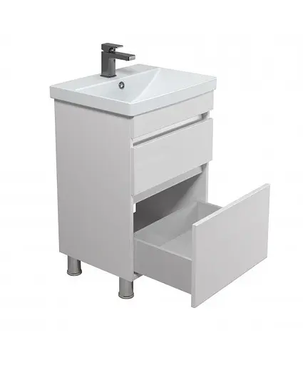 Тумба Мойдодир MoonShine 50 з умивальником Sempre 50 підлогова Білий - фото 3