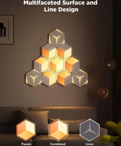 Набір настінних світильників Govee H606A Glide Hexagon Light, 7, RGBIC, WI-FI/Bluetooth, білий - фото 4