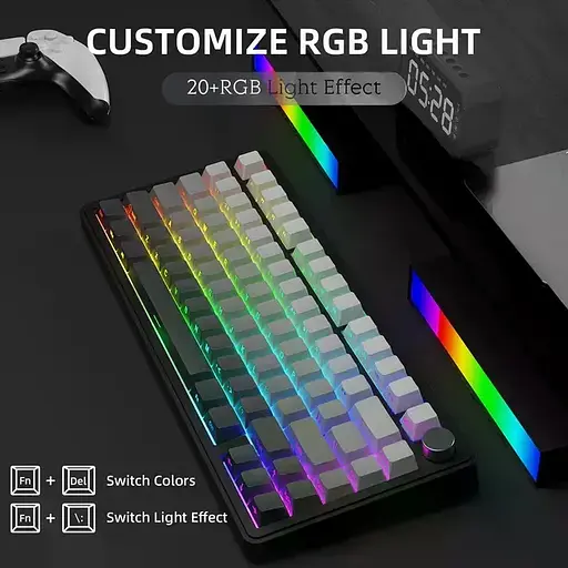 Игровая беспроводная механическая клавиатура ATTACK SHARK X85 / Три режима подключения / White Jade Switch / Black - фото 7