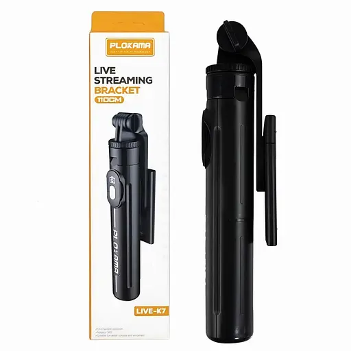 Селфи-монопод Plokama Live-K7 пластик и нержавеющая сталь регулируется от 19 до 64 см черный - фото 3