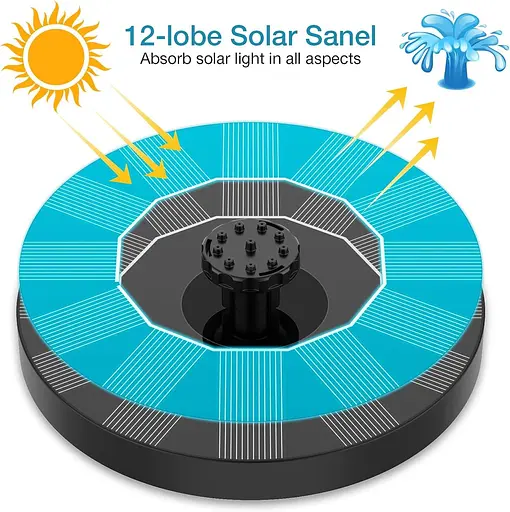 Солнечный насос для фонтана для птичьей ванны AISITIN 1,5 Вт, солнечный фонтанный насос для птичьей ванны с 6 насадками - фото 6