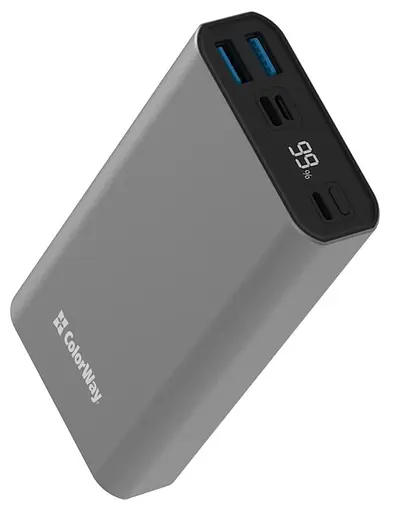 Павербанк ColorWay Gray 20 000 mAh / 22.5 Вт (CW-PB200LPH3GR-PDD) - фото 2