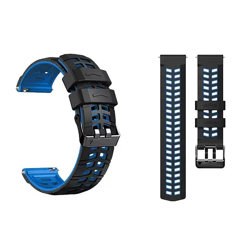 Ремінець силіконовий Tamister для годинника Sport 2 чорний з синім 22 мм - фото 3