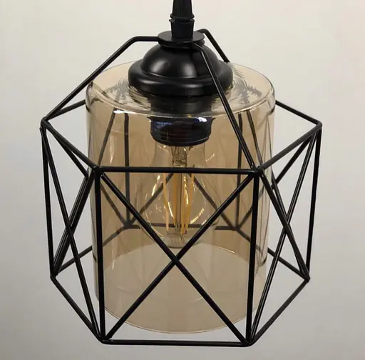 Світильник підвісний в чорному корпусі з скляним плафоном | Line F | Арт. 11770/1 BK - фото 10