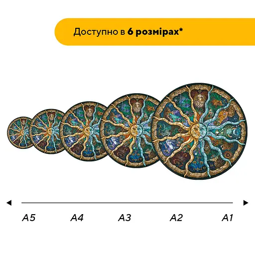 Пазл деревяний Коло Зодіаку, А5, Деревяна коробка 35 елементів - фото 2