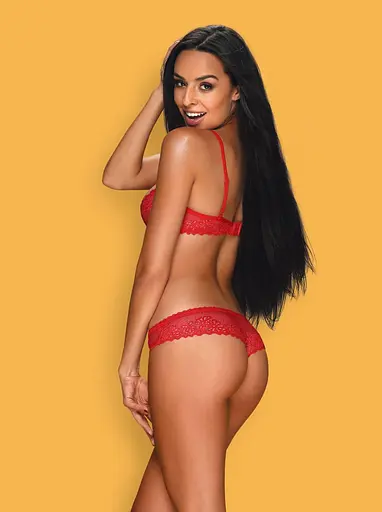 Комплект еротичної білизни Obsessive Alabastra XXL червоний - фото 4