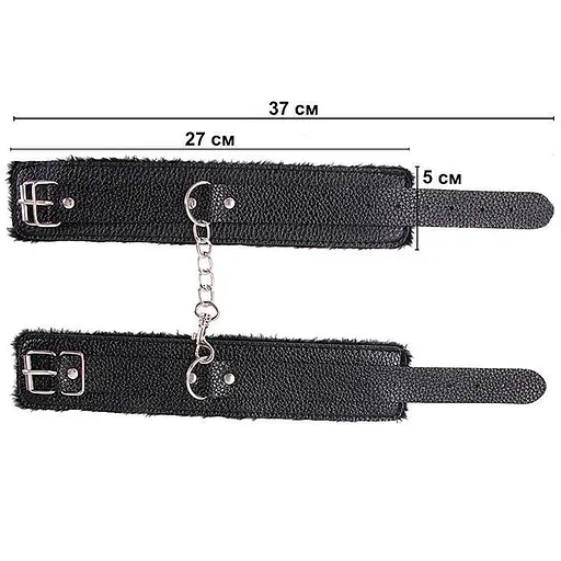 Шкіряні наручники з хутром BDSM One size K000316 - фото 2