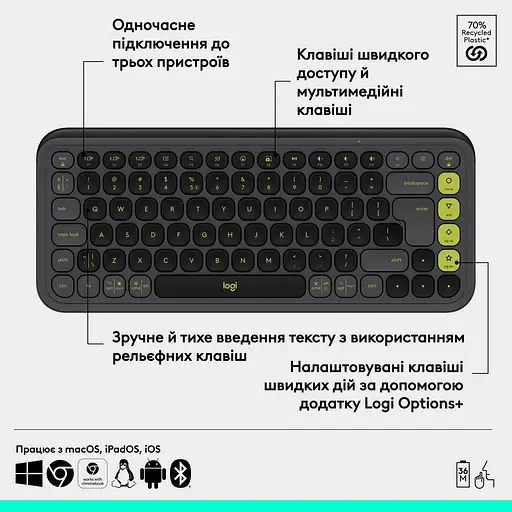 Клавіатура Logitech Pop Icon Keys Graphite (920-013157) - фото 6