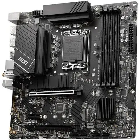 Материнська плата MSI PRO LGA1700, B760M-A WIFI DDR4, B760, 4xDDR4, Int.Video(CPU), 4xSATA3, 2xM.2, 2xPCI-E 16x 4.0, 1xPCI-E 1x 3.0, ALC897, RTL8125BG, WiFi6, Bluetooth 5.3, 9xUSB3.2/6xUSB2.0, 2xHDMI/2xDP, MicroATX - фото 4