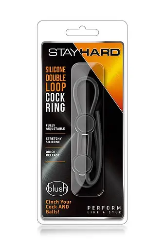 Эрекционное кольцо Blush Stay Hard Silicone Double Loop Cock Ring 22.9 см черный - фото 3