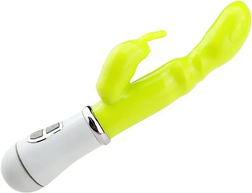 Вибратор кролик с ушками комбинированный 26 см USB для женщин желтый - фото 1
