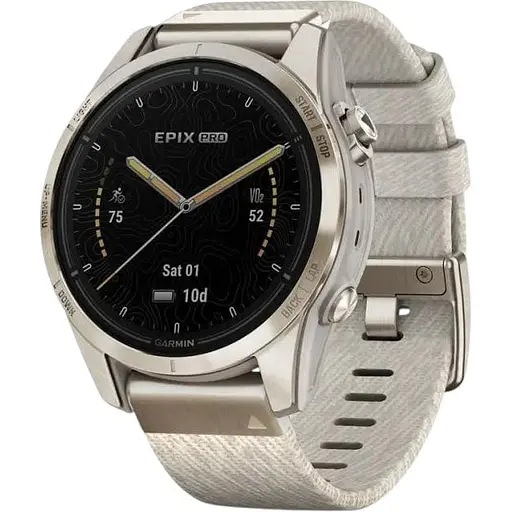 Смарт-часы Garmin Epix Pro Gen 2 Sapphire 42 mm Soft Gold w. Cream H. Nylon Band (010-02802-20)