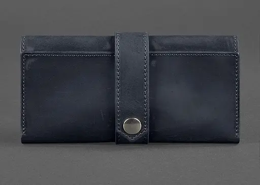 Кожаное портмоне 3.0 синее Crazy Horse - фото 1