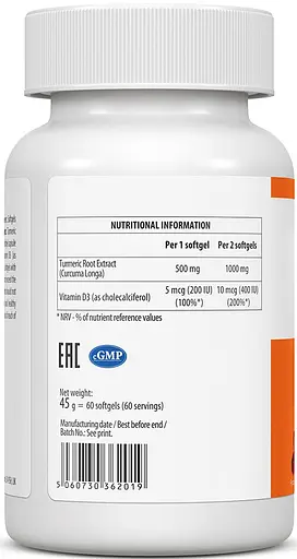 Куркумин + D3 VPLab Ultra Vit Curcumin + D3, 60 капсул - фото 2