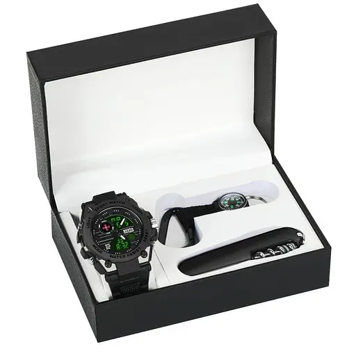 Чоловічий водостійкий наручний годинник Besta Box Tattoo ЗСУ Set з компасом + подарунковий набір