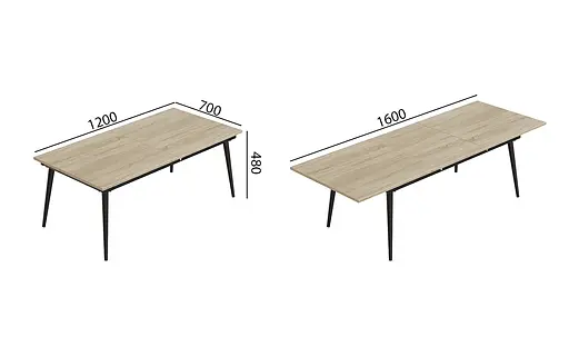 Стіл журнальний трансформер Dandi Small Ferrum-decor 45x120(160)x70 Чорний метал ДСП Дуб Сонома 16 мм (FRD-106796) - фото 7