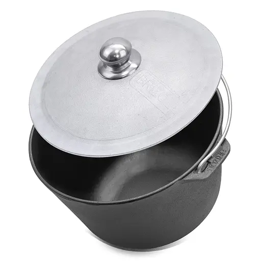 Казан чавунний туристичний 8 л з алюмінієвою кришкою та триногою - фото 3