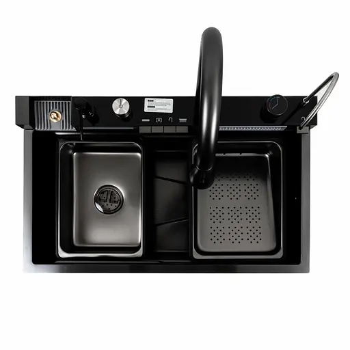 Кухонна мийка CM 75x46C PVD чорна Platinum Handmade Водоспад (декор), Decor - фото 7