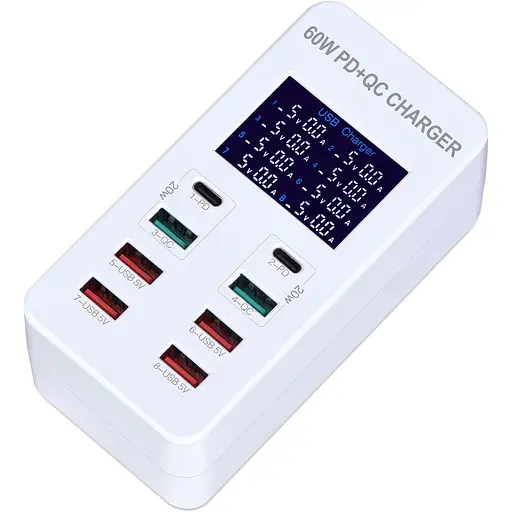 Мультизарядное устройство Addap 8 портов USB A8T 60W PD+QC (WLX-A8T)