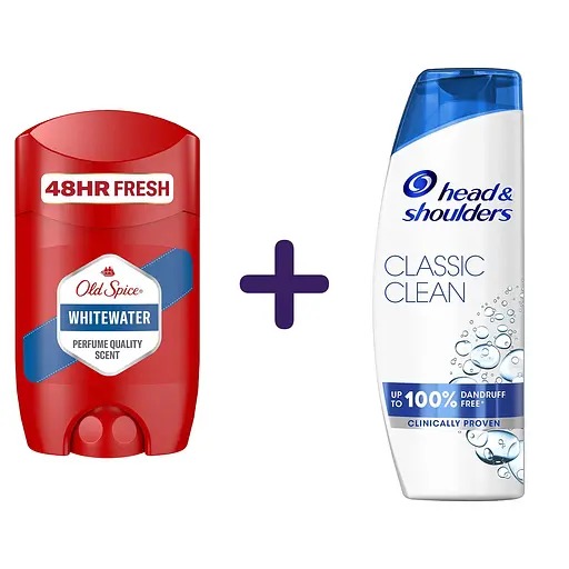 Набір: твердий дезодорант Old Spice Whitewater 50 мл + шампунь проти лупи Head & Shoulders Основний Догляд 400 мл