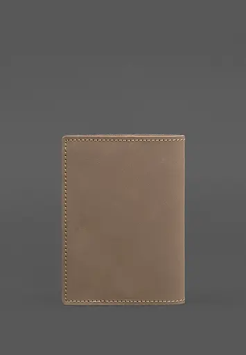 Кожаная обложка для паспорта с украинским гербом светло-бежевая - фото 5