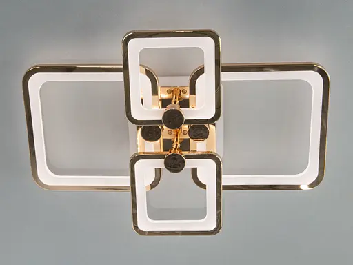 Плоска світлодіодна люстра з пультом, підсвіткою, 76W, золото - фото 3