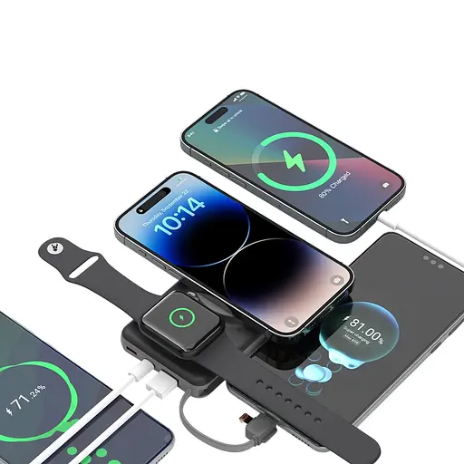 Повербанк 10000mAh Choetech B695 Black QC3.0 PD3.0 беспроводная зарядка смартфонов и Apple Watch (43-00131) - фото 6