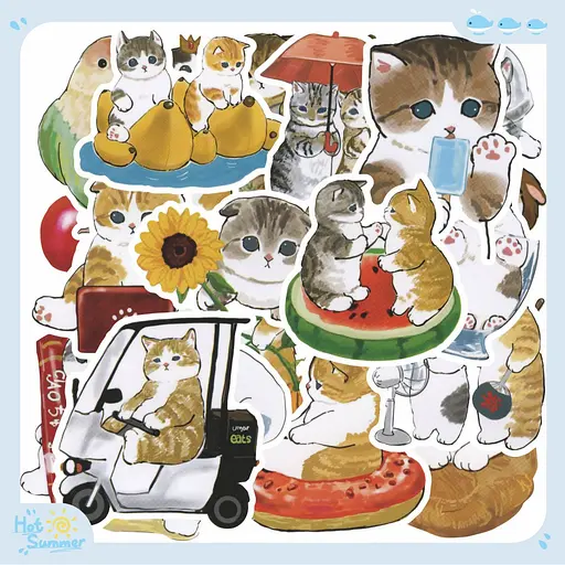 Стікерпак Смішні котики Набір наклейок GeekLand Funny cats 50 штук - фото 3