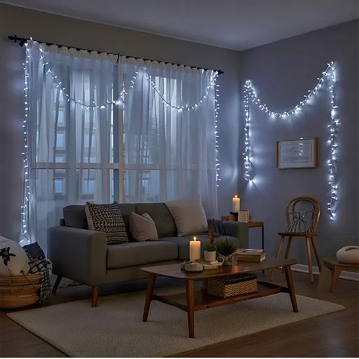 Новорічна гірлянда кімнатна нитка GarlandoPro 22 м 220 LED білий провід Біле світло W220LED22MWW