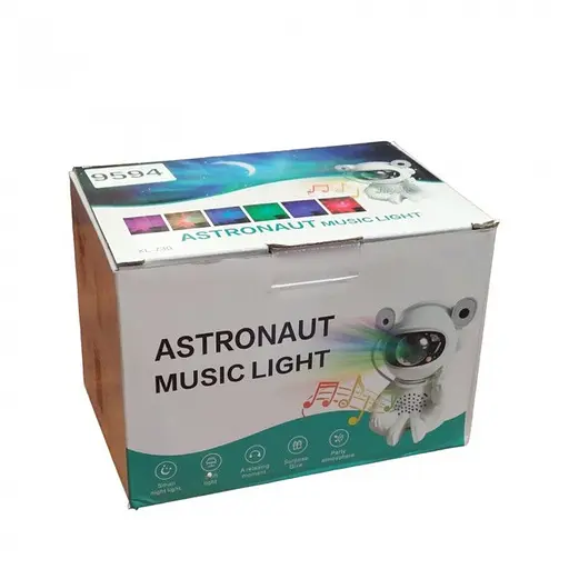Ночник проектор звездного неба Астронавт XL-730 Bluetooth колонка с TF card Сидящий космонавт с пультом Белый - фото 4