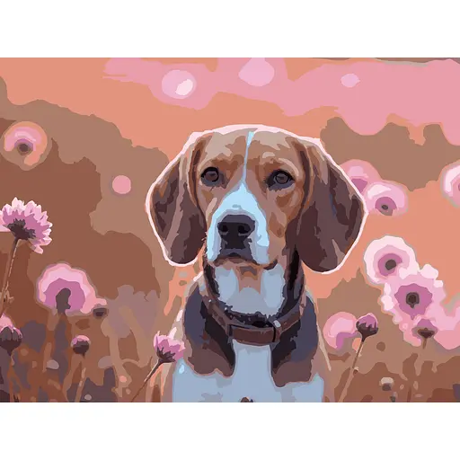 Картина по номерам Strateg Цветочный пес 30х40 см (SS-1261)  - фото 1